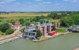 photo vue du ciel de l'ascenseur à bateaux à Arques (62)