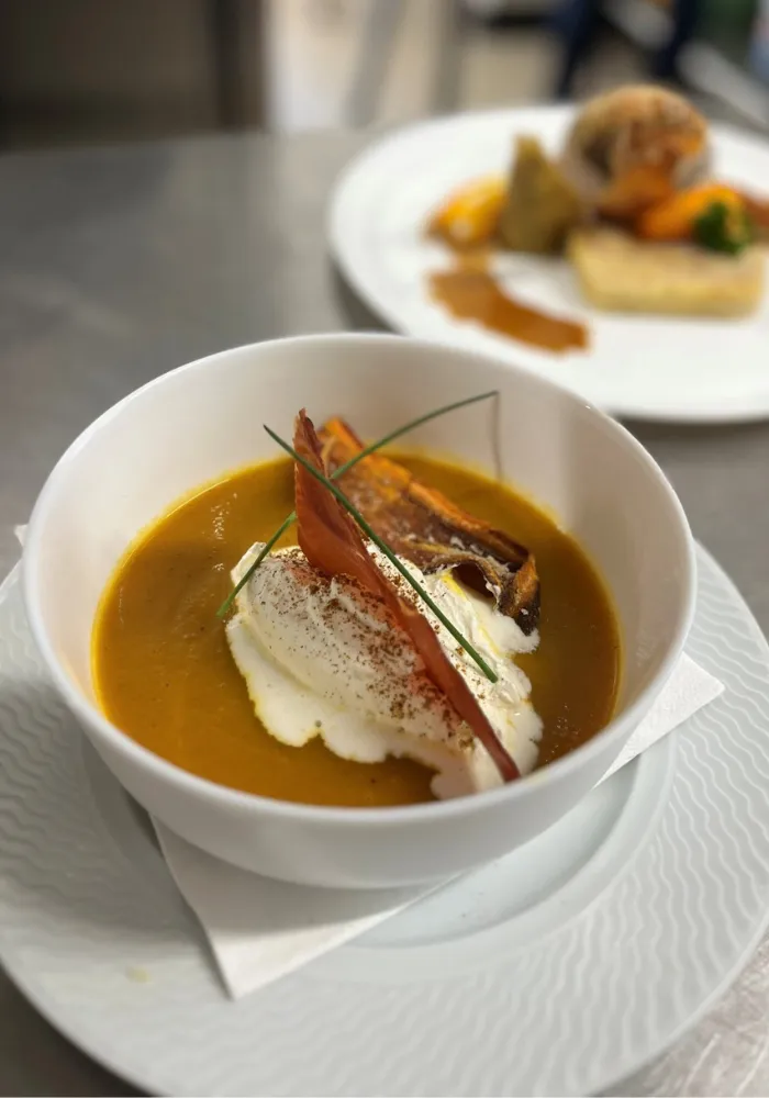 cappuccino de carottes de Tilques au restaurant Au Bon Accueil