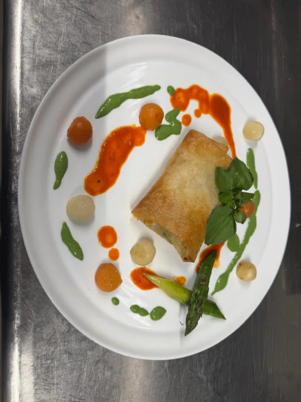 plat signature chef Philippe Devoos restaurant Au Bon Accueil Salperwick marais audomarois